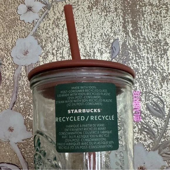 Starbucks 2024 Terracotta Brown Orange Recycled Triangle Glass Tumbler - Picture 10 of 11